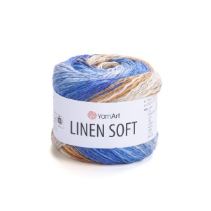 WŁÓCZKA YarnArt Linen Soft 7411 Niebiesko-Brązowy
