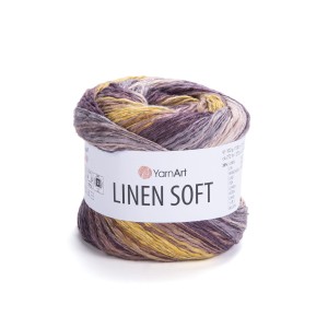 WŁÓCZKA YarnArt Linen Soft 7415 Fioletowo-Musztardowy