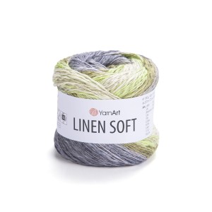 WŁÓCZKA YarnArt Linen Soft 7414 Szaro-Zielony