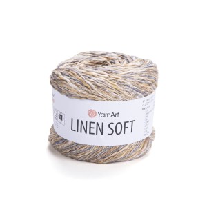 WŁÓCZKA YarnArt Linen Soft 7407 Szarobeżowy Mix