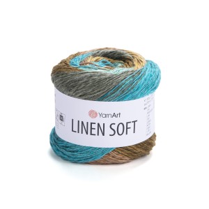 Włóczka YarnArt Linen Soft 7409 Brązowo-Morski Mix