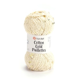 Włóczka YarnArt Cotton Gold Paillettes 7103 Kremowy