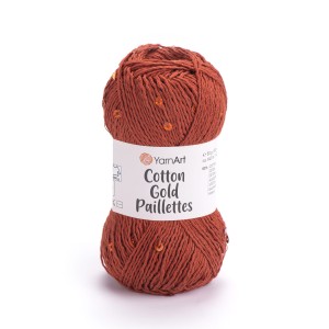 Włóczka YarnArt Cotton Gold Paillettes 7117 Cegła