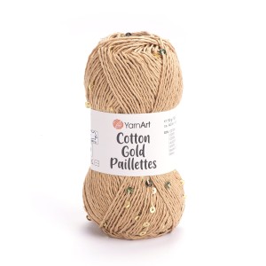 Włóczka YarnArt Cotton Gold Paillettes 7105 Ciepły Beż