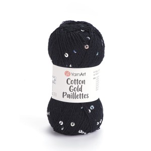 Włóczka YarnArt Cotton Gold Paillettes 7101 Czarny