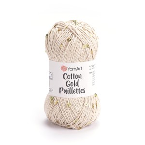 Włóczka YarnArt Cotton Gold Paillettes 7104 Jasny Beż
