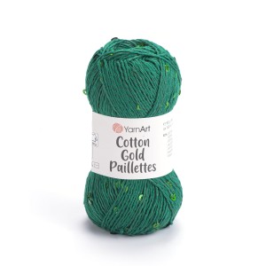 Włóczka YarnArt Cotton Gold Paillettes 7114 Zielony