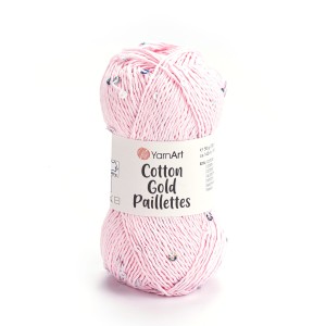 Włóczka YarnArt Cotton Gold Paillettes 7107 Jasny Róż