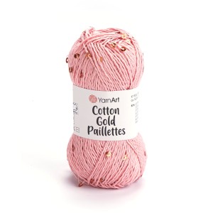 Włóczka YarnArt Cotton Gold Paillettes 7108 Róż