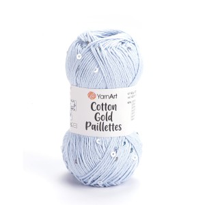Włóczka YarnArt Cotton Gold Paillettes 7109 Błękitny