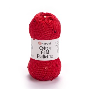 Włóczka YarnArt Cotton Gold Paillettes 7115 Czerwony