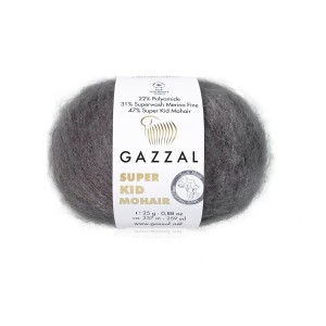 Włóczka Gazzal Super Kid Mohair 64432 Ciemny Szary